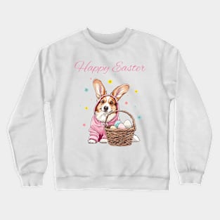 Happy easter corgi bunny dog Crewneck Sweatshirt